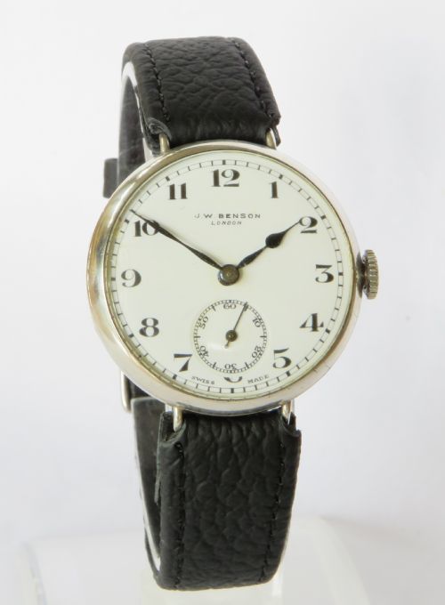 fig 1. Gents J W Benson silver wrist watch, 1936