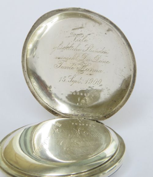 fig 2. Antique silver Omega pocket watch