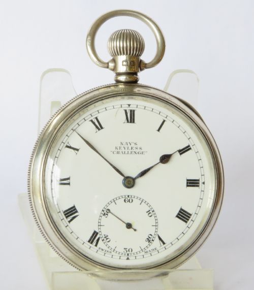 fig 1. Silver Kays “Challenge” pocket watch, 1929