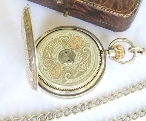 fig 2. Antique silver Hebdomas Patent pocket watch, 1915