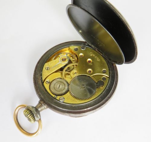 fig 2. Antique Omega gun metal pocket watch