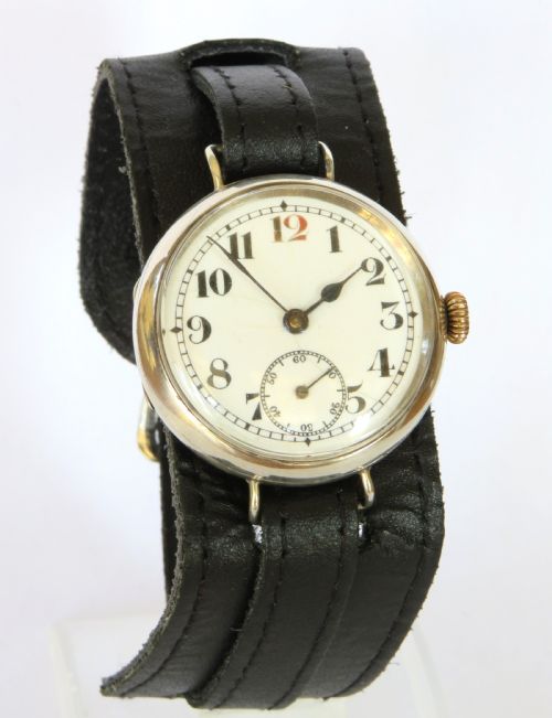fig 1. Antique silver trench watch, 1915