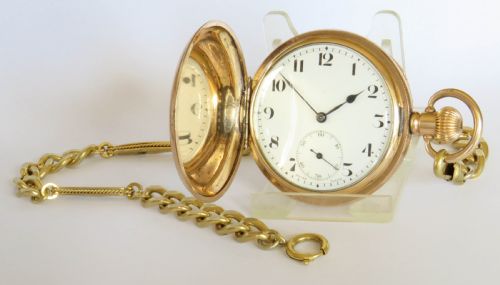 Antique Cyma Full Hunter Pocket Watch and Chain