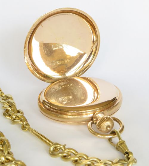 fig 2. Antique Cyma full hunter pocket watch and chain