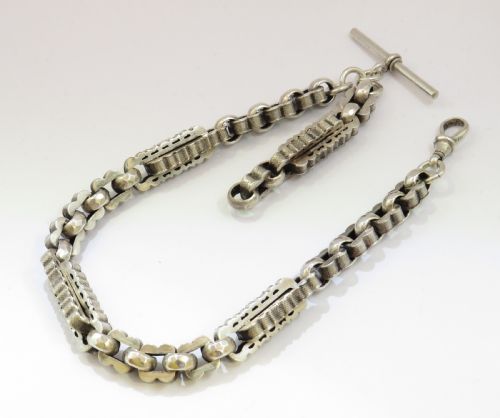 Chunky Antique Victorian Silver Watch Chain