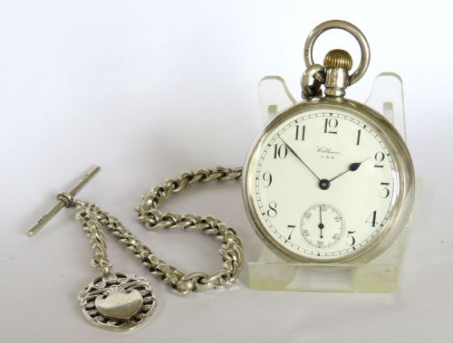 Antique Silver Waltham Pocket Watch and Chain