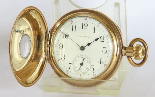 fig 1. Antique Waltham half hunter pocket watch