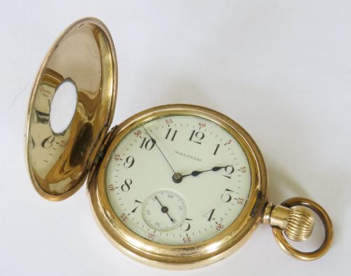 fig 2. Antique Waltham half hunter pocket watch