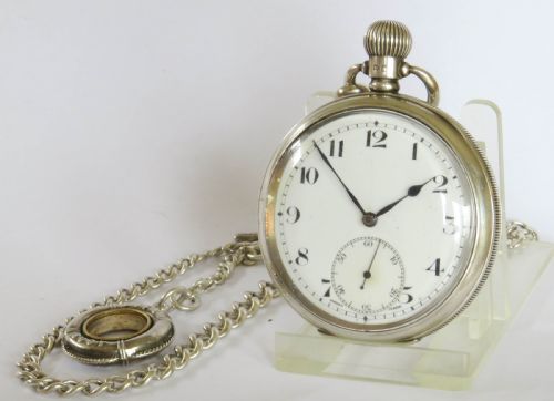 Antique Silver Syren Pocket Watch and Chain