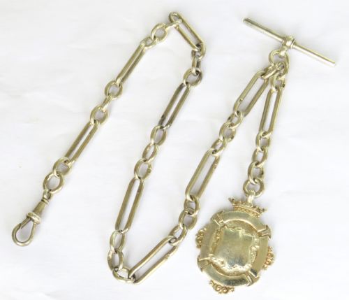 Antique Silver Churchill Chain and Fob