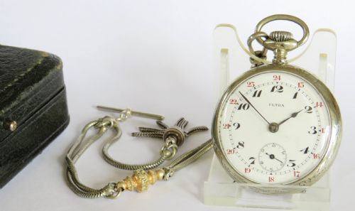 fig 1. Antique Ultra pocket watch and chain