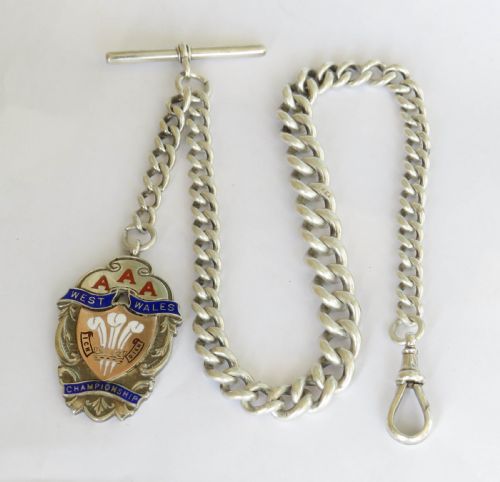 Heavy Antique Pocket Watch Albert Chain and Fob, 1894