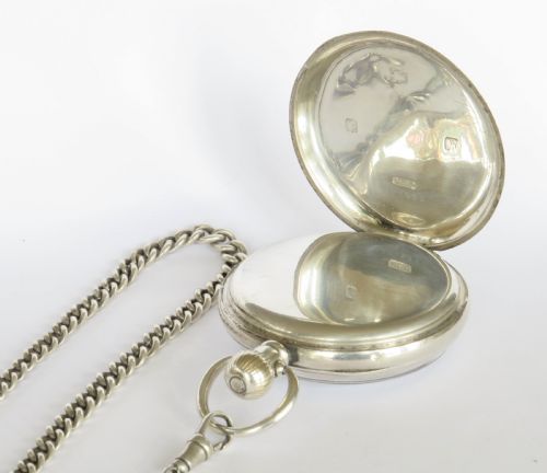 fig 2. 1920s silver Omega pocket watch and chain