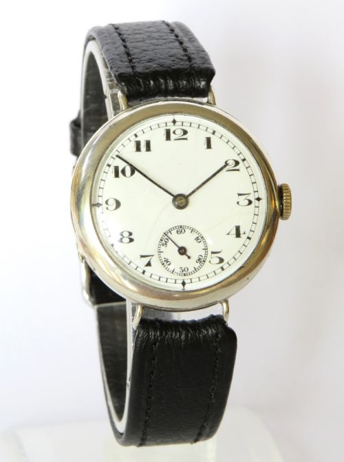 fig 1. Gents antique silver wrist watch, 1924