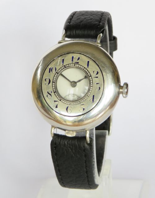 Antique Silver Half Hunter Wrist Watch, 1916