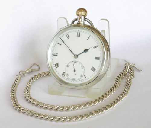 Antique Silver Syren Pocket Watch and Chain