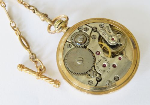 fig 2. 1930s Unitas stem winding pocket watch and chain