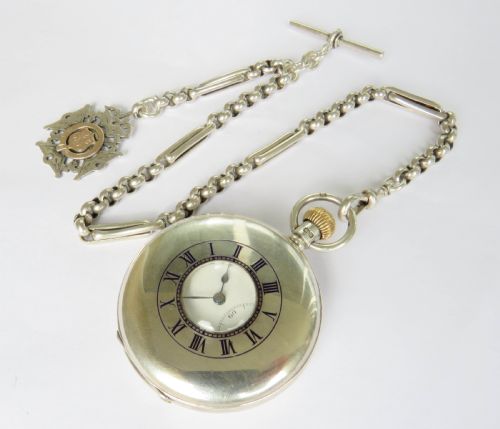 Antique Silver Cortebert Half Hunter Pocket Watch, 1928