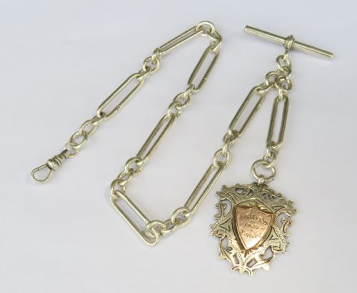 Antique Silver Churchill Chain and Fob, Bagley Cup