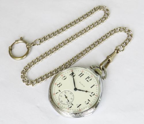 fig 1. 1924 Elgin pocket watch and chain