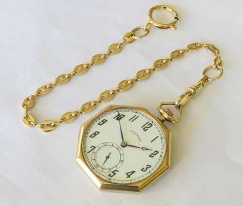 fig 1. 1920 Illinois pocket watch and chain