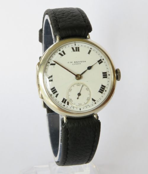 fig 1. Gents J W Benson silver wrist watch, 1927