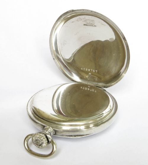 fig 2. Antique silver Longines pocket watch, Saurer logo