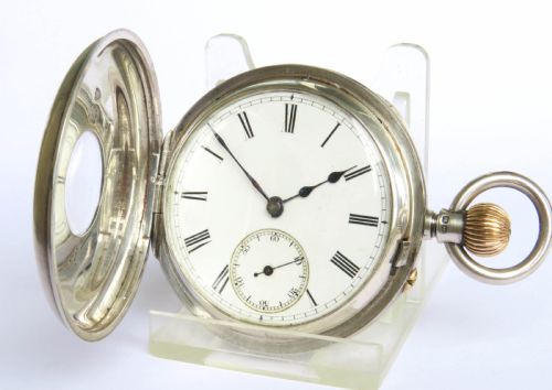 fig 1. Antique silver half hunter pocket watch, Edinburgh