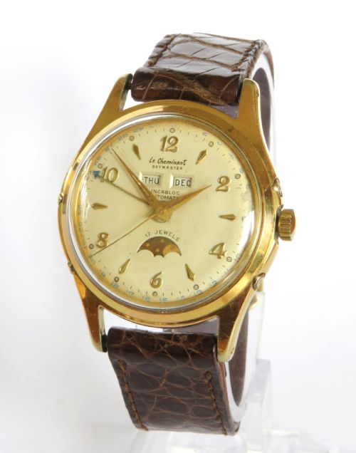 Gents 1950s Le Cheminant Skymaster Triple Date Wrist Watch