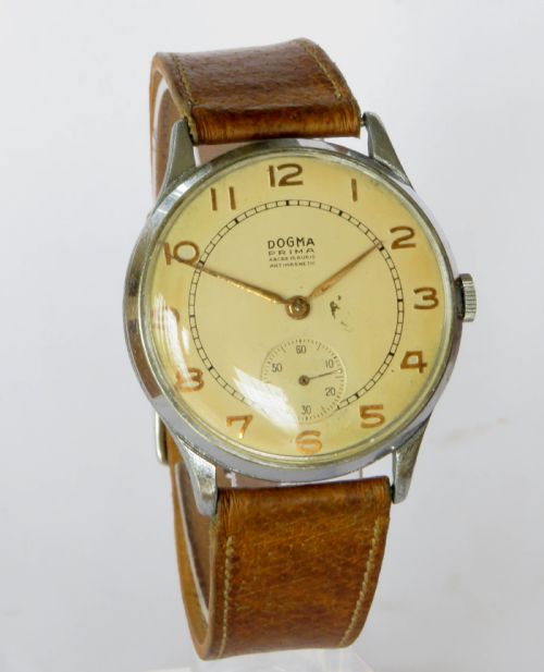 fig 1. Gents 1950s jumbo Dogma Prima wrist watch