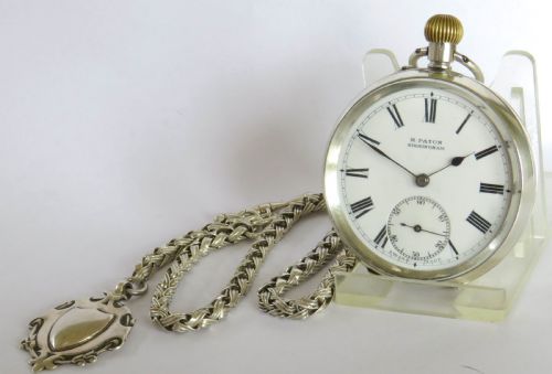 Antique Silver Pocket Watch and Chain