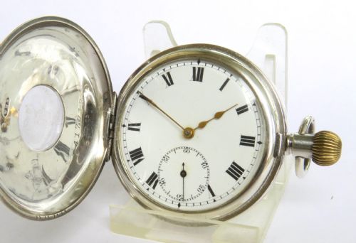 Antique Silver Buren Half Hunter Pocket Watch