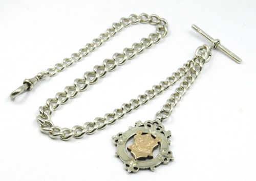 Antique Silver Watch Chain and Aberdeen Football Fob