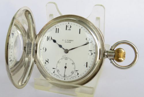 fig 2. Antique Zenith silver half hunter pocket watch, 1919
