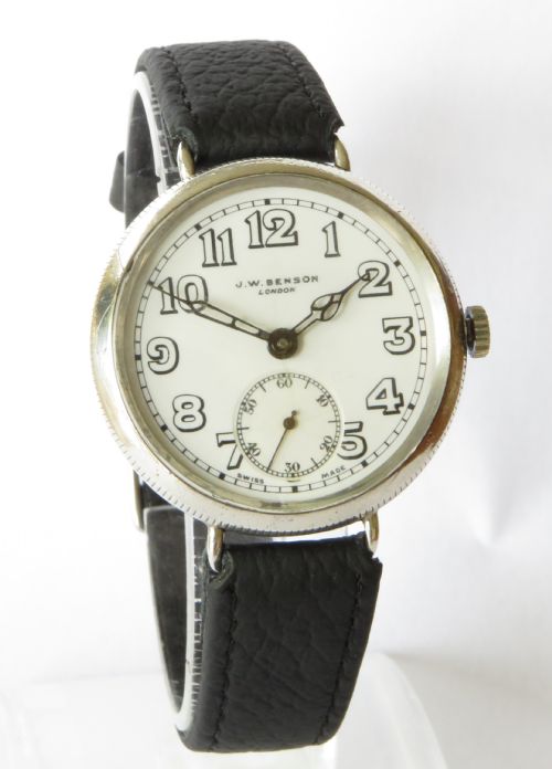 fig 1. Gents silver wrist watch, J W Benson, 1936