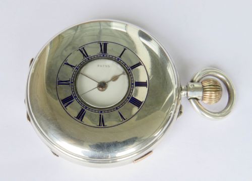 Antique English Silver Chrono Hunter Pocket Watch