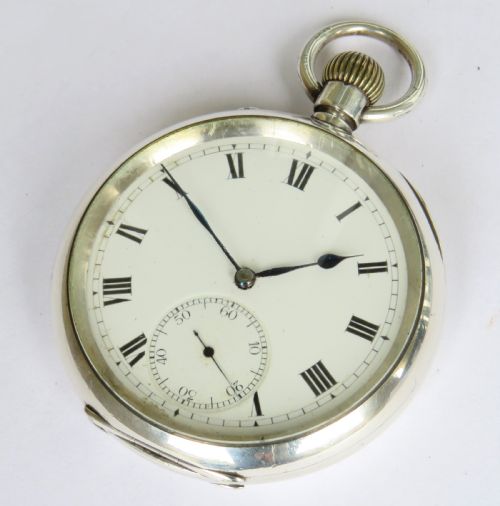 fig 1. Antique Stauffer & Co IWC silver pocket watch