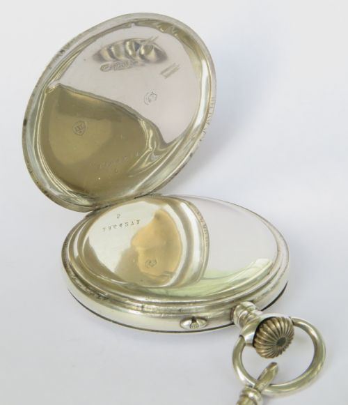 fig 2. Antique silver Columbus pocket watch and chain