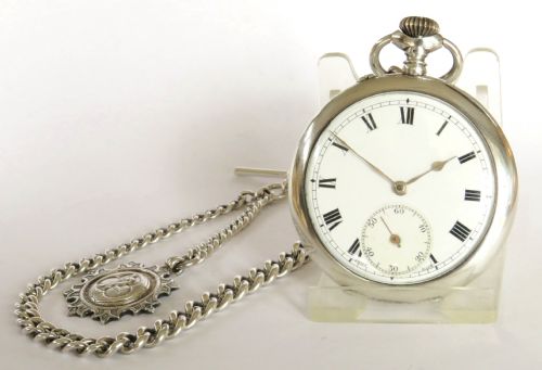 Antique Silver Columbus Pocket Watch and Chain