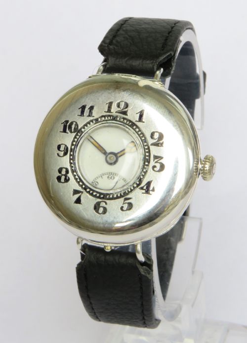 Antique Silver Half Hunter Wrist Watch, 1916