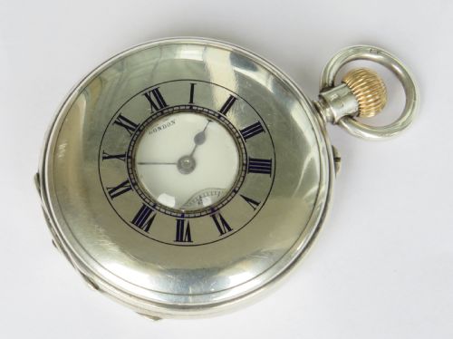 Antique Silver Half Hunter Pocket Watch, 1909