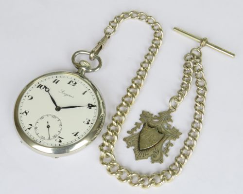 fig 1. 1935 Longines pocket watch and chain