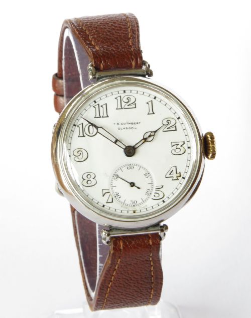 fig 1. Antique silver Longines wrist watch, 1928