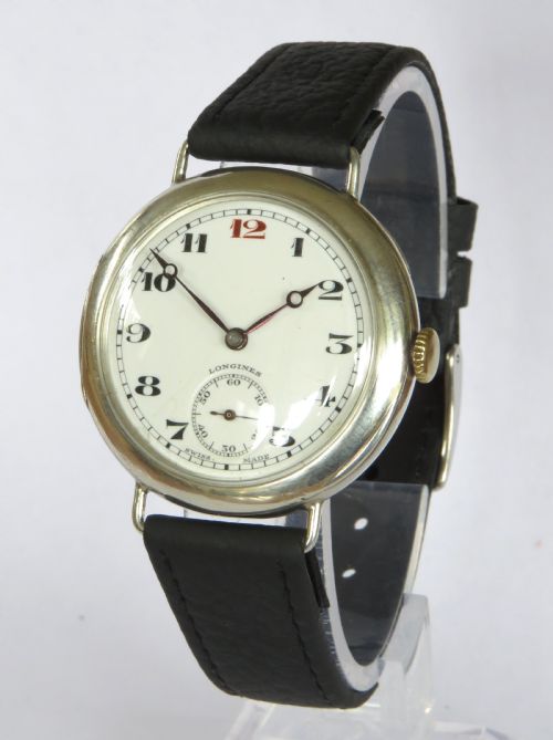 Antique Silver Longines Trench Wrist Watch, 1933