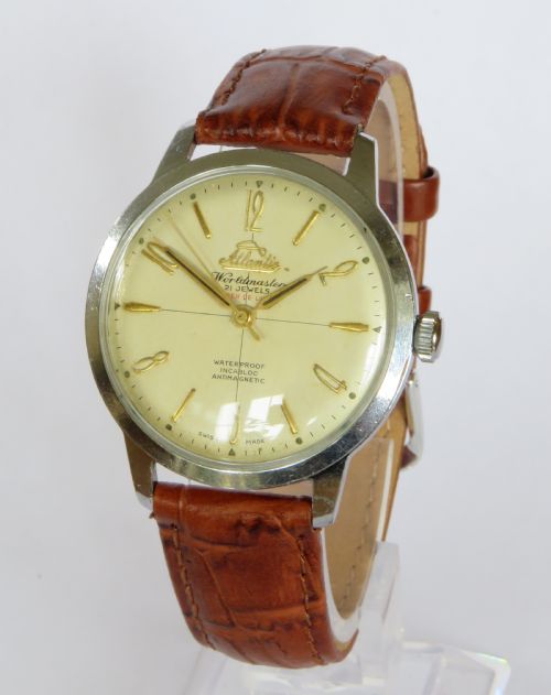 Gents 1960s Over-sized Atlantic Worldmaster Super De Luxe Wristwatch