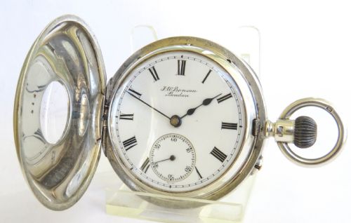 fig 1. J W Benson ‘The Bank’ silver half hunter pocket watch