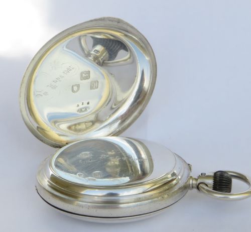 fig 3. J W Benson ‘The Bank’ silver half hunter pocket watch
