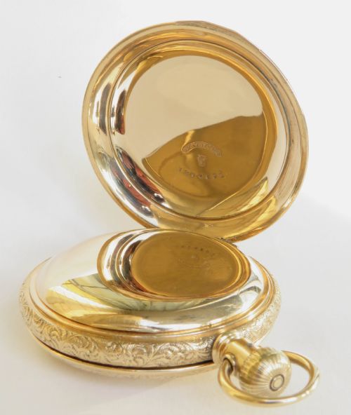 fig 2. Antique Waltham Crescent St hunter railroad pocket watch