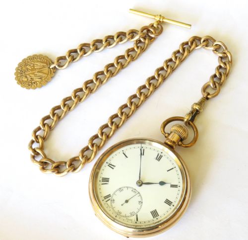 fig 1. 1930s Herald pocket watch and chain