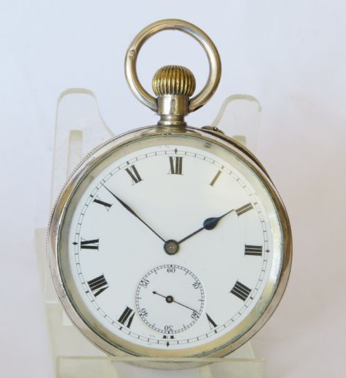 fig 1. Antique silver Longines pocket watch for J W Benson